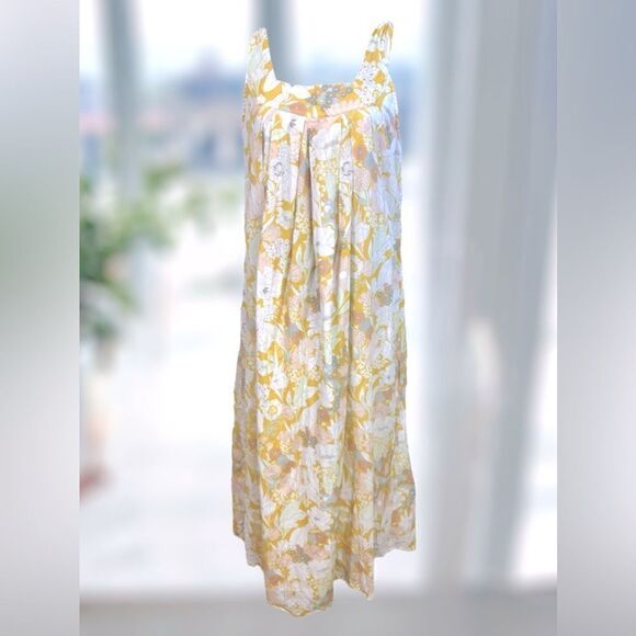 🔥🔥 APIECE APART Palmas Shoulder Tie Dress Maxi Dress Day Arte Floral Size M - Picture 9 of 14